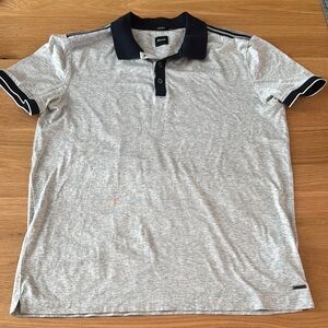 Hugo Boss Gray and Black Polo Shirt Classic Design Size Medium/ Large